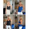 Zeagoo Camisole Tops for Women Slik Satin Spaghetti Strap Tank Top Lace V Neck Cami 2 PCS(Black+navy Blue)