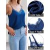 Zeagoo Camisole Tops for Women Slik Satin Spaghetti Strap Tank Top Lace V Neck Cami 2 PCS(Black+navy Blue)
