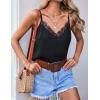 Zeagoo Camisole Tops for Women Slik Satin Spaghetti Strap Tank Top Lace V Neck Cami 2 PCS(Black+navy Blue)