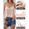 Zeagoo Camisole Tops for Women Slik Satin Spaghetti Strap Tank Top Lace V Neck Cami 2 PCS(White & Champagne2)