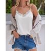 Zeagoo Camisole Tops for Women Slik Satin Spaghetti Strap Tank Top Lace V Neck Cami 2 PCS(White & Champagne2)