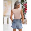 Zeagoo Crop Tops for Women Trendy Summer Cropped Square Neck Party Tank Tops Cute Beige Sleeveless Shirt, Small, Champagne