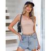 Zeagoo Crop Tops for Women Trendy Summer Cropped Square Neck Party Tank Tops Cute Beige Sleeveless Shirt, Small, Champagne