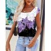 Zeagoo Women Summer Tops Cute Square Neck Tank Tops Loose Dressy Casual Shirts Cap Sleeve Tunic Tops(Flower Purple)