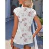 Zeagoo Women Summer Tops Cute Square Neck Tank Tops Loose Dressy Casual Shirts Cap Sleeve Tunic Tops(Flower White)