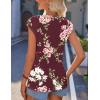 Zeagoo Women Summer Tops Cute Square Neck Tank Tops Loose Dressy Casual Shirts Cap Sleeve Tunic Tops(Flower Wine Red)