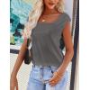 Zeagoo Women Summer Tops Cute Square Neck Tank Tops Loose Dressy Casual Shirts Cap Sleeve Tunic Tops(Grey)