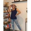 Zeagoo Women Summer Tops Cute Square Neck Tank Tops Loose Dressy Casual Shirts Cap Sleeve Tunic Tops(Navy Blue)