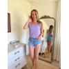 Zeagoo Women Summer Tops Cute Square Neck Tank Tops Loose Dressy Casual Shirts Cap Sleeve Tunic Tops(Purple)