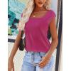 Zeagoo Women Summer Tops Cute Square Neck Tank Tops Loose Dressy Casual Shirts Cap Sleeve Tunic Tops(Rose)