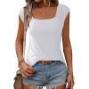 Zeagoo Women Summer Tops Cute Square Neck Tank Tops Loose Dressy Casual Shirts Cap Sleeve Tunic Tops(White)