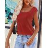 Zeagoo Women Summer Tops Cute Square Neck Tank Tops Loose Dressy Casual Shirts Cap Sleeve Tunic Tops(Wine Red)
