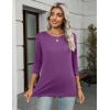 Zeagoo Women Tops 3 Pack 3/4 Sleeve Crewneck Cute Basics Tees Casual Fashion Spring Summer T Shirts Business Work Tee Top(Black-navy Blue-fuchsia)