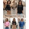 Zeagoo Women Tops 3 Pack 3/4 Sleeve Crewneck Cute Basics Tees Casual Fashion Spring Summer T Shirts Business Work Tee Top(Black-pink-blue)