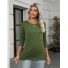 Zeagoo Women Tops 3 Pack 3/4 Sleeve Crewneck Cute Basics Tees Casual Fashion Spring Summer T Shirts Business Work Tee Top(Black-white-army Green)