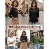 Zeagoo Women Tops 3 Pack 3/4 Sleeve Crewneck Cute Basics Tees Casual Fashion Spring Summer T Shirts Business Work Tee Top(Black-white-army Green)