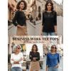 Zeagoo Women Tops 3 Pack 3/4 Sleeve Crewneck Cute Basics Tees Casual Fashion Spring Summer T Shirts Business Work Tee Top(Black-white-blue)