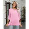 Zeagoo Women Tops 3 Pack 3/4 Sleeve Crewneck Cute Basics Tees Casual Fashion Spring Summer T Shirts Business Work Tee Top(Black-white-pink)