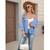 Zeagoo Women’s 3/4 Sleeve Open Front Cropped Knit Cardigan Sweater Casual Bolero Shrugs for Dresses Summer Outfits(Blue)