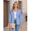 Zeagoo Women’s 3/4 Sleeve Open Front Cropped Knit Cardigan Sweater Casual Bolero Shrugs for Dresses Summer Outfits(Blue)
