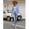 Zeagoo Women’s 3/4 Sleeve Open Front Cropped Knit Cardigan Sweater Casual Bolero Shrugs for Dresses Summer Outfits(Blue)