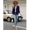 Zeagoo Women’s 3/4 Sleeve Open Front Cropped Knit Cardigan Sweater Casual Bolero Shrugs for Dresses Summer Outfits(Navy Blue)