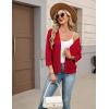 Zeagoo Women’s 3/4 Sleeve Open Front Cropped Knit Cardigan Sweater Casual Bolero Shrugs for Dresses Summer Outfits(Red)