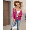 Zeagoo Women’s 3/4 Sleeve Open Front Cropped Knit Cardigan Sweater Casual Bolero Shrugs for Dresses Summer Outfits(Rose Red)