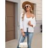 Zeagoo Women’s 3/4 Sleeve Open Front Cropped Knit Cardigan Sweater Casual Bolero Shrugs for Dresses Summer Outfits(White)