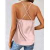 Zeagoo Women’s Cowl Neck Satin Camisole Sleeveless Sexy Spaghetti Strap Silk Cami Backless Tank Tops Halter Basic Tank Shirts Pink