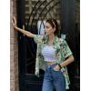 Zeagoo Womens Hawaiian Button Down Shirts Short Sleeve Casual Floral Tropical Shirt Summer Beach Shirt Cool Button Up Tops(A-green Tropical)