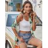 Zeagoo Womens Hawaiian Button Down Shirts Short Sleeve Casual Floral Tropical Shirt Summer Beach Shirt Cool Button Up Tops(A-green Tropical)
