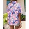 Zeagoo Womens Hawaiian Button Down Shirts Short Sleeve Casual Floral Tropical Shirt Summer Beach Shirt Cool Button Up Tops(A-pink Tropical)