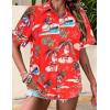 Zeagoo Womens Hawaiian Button Down Shirts Short Sleeve Casual Floral Tropical Shirt Summer Beach Shirt Cool Button Up Tops(A-red Christmas Hawaiian)
