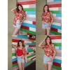 Zeagoo Womens Hawaiian Button Down Shirts Short Sleeve Casual Floral Tropical Shirt Summer Beach Shirt Cool Button Up Tops(A-red Tropical)