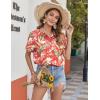 Zeagoo Womens Hawaiian Button Down Shirts Short Sleeve Casual Floral Tropical Shirt Summer Beach Shirt Cool Button Up Tops(A-red Tropical)
