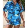 Zeagoo Womens Hawaiian Button Down Shirts Short Sleeve Casual Floral Tropical Shirt Summer Beach Shirt Cool Button Up Tops(Blue Hawaiian)
