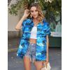 Zeagoo Womens Hawaiian Button Down Shirts Short Sleeve Casual Floral Tropical Shirt Summer Beach Shirt Cool Button Up Tops(Blue Hawaiian)