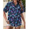Zeagoo Womens Hawaiian Button Down Shirts Short Sleeve Casual Floral Tropical Shirt Summer Beach Shirt Cool Button Up Tops(Blue Skull)