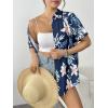 Zeagoo Womens Hawaiian Button Down Shirts Short Sleeve Casual Floral Tropical Shirt Summer Beach Shirt Cool Button Up Tops(Dark Blue)