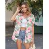 Zeagoo Womens Hawaiian Button Down Shirts Short Sleeve Casual Floral Tropical Shirt Summer Beach Shirt Cool Button Up Tops(Pink Floral)