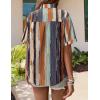 Zeagoo Womens Hawaiian Button Down Shirts Short Sleeve Casual Floral Tropical Shirt Summer Beach Shirt Cool Button Up Tops(Stripes Multicolor)
