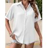 Zeagoo Womens Hawaiian Button Down Shirts Short Sleeve Casual Floral Tropical Shirt Summer Beach Shirt Cool Button Up Tops(White)