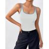 Zeagoo Womens Ribbed Tank Tops Square Neck Summer Tops Slim Fitted Spaghetti Strap Camisole Basic Sleeveless Layering Shirts(1-white)