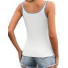 Zeagoo Womens Ribbed Tank Tops Square Neck Summer Tops Slim Fitted Spaghetti Strap Camisole Basic Sleeveless Layering Shirts(1-white)