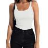 Zeagoo Womens Ribbed Tank Tops Square Neck Summer Tops Slim Fitted Spaghetti Strap Camisole Basic Sleeveless Layering Shirts(White)