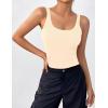 Zeagoo Womens Ribbed Tank Tops Square Neck Summer Tops Slim Fitted Spaghetti Strap Camisole Basic Sleeveless Layering Shirts(Z_beige/Brown Grey)