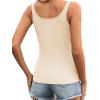 Zeagoo Womens Ribbed Tank Tops Square Neck Summer Tops Slim Fitted Spaghetti Strap Camisole Basic Sleeveless Layering Shirts(Z_beige/Brown Grey)