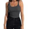 Zeagoo Womens Ribbed Tank Tops Square Neck Summer Tops Slim Fitted Spaghetti Strap Camisole Basic Sleeveless Layering Shirts(Z_black/Dark Grey)