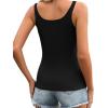Zeagoo Womens Ribbed Tank Tops Square Neck Summer Tops Slim Fitted Spaghetti Strap Camisole Basic Sleeveless Layering Shirts(Z_black/Dark Grey)